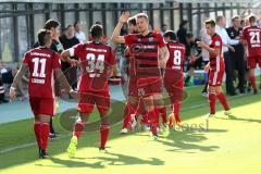 DFB Pokal - Fußball - TSV 1960 München - FC Ingolstadt 04 - Elfmeter Stefan Kutschke (20, FCI) Tor zum 1:2 Jubel mit Romain Brégerie (18, FCI) Hauke Wahl (25, FCI) Stefan Lex (14, FCI) Marvin Matip (34, FCI) Almog Cohen (8, FCI)