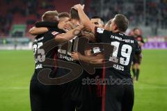 2. Bundesliga - Fußball - FC Ingolstadt 04 - 1. FC Heidenheim - Elfemeter Stefan Kutschke (20, FCI) trifft zum 3:0 Tor Jubel, Hauke Wahl (25, FCI) Marcel Gaus (19, FCI)