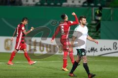 DFB Pokal - Fußball - SpVgg Greuther Fürth - FC Ingolstadt 04 - Tor 1:3 durch Robert Leipertz (13, FCI), Jubel Alfredo Morales (6, FCI) Darío Lezcano (11, FCI)