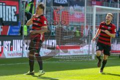 2. BL - Saison 2017/2018 - FC Ingolstadt 04 - Arminia Bielefeld - Stefan Kutschke (#20 FCI) mit dem Kopfball zum 1:0 Führungstreffer - jubel - Robert Leipertz (#13 FCI) - Foto: Meyer Jürgen