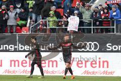 2. Bundesliga - Fußball - FC Ingolstadt 04 - Dynamo Dresden - Tor Jubel 3:2 Sonny Kittel (10, FCI) mit Almog Cohen (8, FCI)