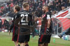 2. Bundesliga - Fußball - FC Ingolstadt 04 - Dynamo Dresden - Tobias Schröck (21, FCI) trifft zum 2:0 Tor Jubel mit Marvin Matip (34, FCI)