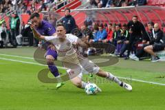 2. Bundesliga - Fußball - FC Ingolstadt 04 - FC Erzgebirge Aue - Marcel Gaus (19, FCI) #wird von Rizzuto Calogero (Aue 20) gefoult