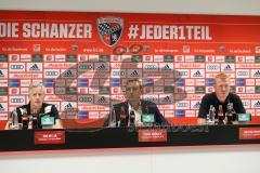 2. Bundesliga - Fußball - FC Ingolstadt 04 - 1. FC Union Berlin - Pressekonferenz nach dem Spiel - Cheftrainer Jens Keller (Union) Pressesprecher Oliver Samwald und Cheftrainer Maik Walpurgis (FCI)