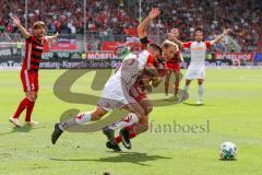 2. BL - Saison 2017/2018 - FC Ingolstadt 04 - SSV Jahn Regensburg - Tobias Schröck (#21 FCI) wird gefoult - Sven Kopp(#13 Regenburg) - Foto: Meyer Jürgen