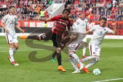 2. Bundesliga - Fußball - FC Ingolstadt 04 - 1. FC Nürnberg - Kopfball Duell zweikampf Darío Lezcano (11, FCI) Joss Almeida Santos Ewerton (4FCN) Ondřej Petrák (31 FCN)