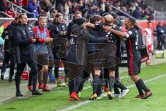 2. Bundesliga - Fußball - FC Ingolstadt 04 - Fortuna Düsseldorf - Tor 1:0 Jubel Alfredo Morales (6, FCI) Darío Lezcano (11, FCI) Tobias Levels (3, FCI) Marvin Matip (34, FCI)