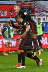 2. BL - Saison 2017/2018 - FC Ingolstadt 04 - SV Darmstadt 98 - Der 2:0 Führungstreffer von Sonny Kittel (#10 FCI) - jubel - tor - Stefan Kutschke (#20 FCI) - Max Christiansen (#5 FCI) - Foto: Meyer Jürgen