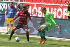 2. BL - Saison 2017/2018 - FC Ingolstadt 04 - 1. FC Union Berlin - Dario Lezcano (#11 FCI) spielt gegen den Torwart Busk Jakob #12 Berlin - Foto: Meyer Jürgen