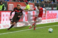 2. BL - Saison 2017/2018 - FC Ingolstadt 04 - Fortuna Düsseldorf - Thomas Pledl (#30 FCI) - Niko Giesselmann (#23 Düsseldorf) - Foto: Meyer Jürgen