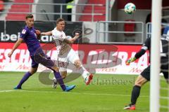 2. Bundesliga - Fußball - FC Ingolstadt 04 - FC Erzgebirge Aue - Marcel Gaus (19, FCI) Torschuß Torwart Männel Martin (Aue 1)