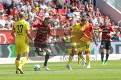 2. Bundesliga - Fußball - FC Ingolstadt 04 - 1. FC Union Berlin - Stefan Kutschke (20, FCI) wird gefoult von Leistner Toni (Union 37)