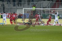 2. BL - Saison 2017/2018 - FC Ingolstadt 04 - VFL Bochum - Robert Tesche (#23 Bochum) köpft zum 0:1 Führungstreffer für Bochum ein - Orjan Nyland (#1 Torwart FCI) - Max Christiansen (#5 FCI) - Marvin Matip (#34 FCI) - Jubel - Foto: Meyer Jürgen