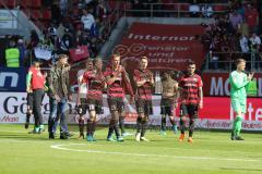 2. Bundesliga - Fußball - FC Ingolstadt 04 - DSC Armenia Bielefeld - Spielende unentschieden 2:2, Mannschaft geht vom Platz Robert Leipertz (13, FCI) Marcel Gaus (19, FCI) Hauke Wahl (25, FCI) Tobias Schröck (21, FCI) Darío Lezcano (11, FCI) Torwart Örjan
