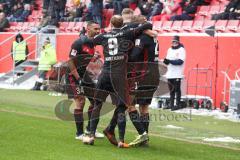 2. Bundesliga - Fußball - FC Ingolstadt 04 - Dynamo Dresden - Tobias Schröck (21, FCI) trifft zum 2:0 Tor Jubel mit Marvin Matip (34, FCI) Moritz Hartmann (9, FCI)