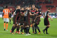 2. Bundesliga - Fußball - FC Ingolstadt 04 - SV Darmstadt 98 - Elfmeter Stefan Kutschke (20, FCI) Tor 1:0, Jubel Alfredo Morales (6, FCI) Marcel Gaus (19, FCI) Max Christiansen (5, FCI) Wilson Kamavuaka (36 Darmstadt)