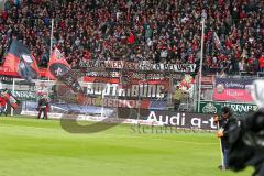 2. BL - Saison 2017/2018 - FC Ingolstadt 04 - Fortuna Düsseldorf - Fankurve - Südkurve - Fans - Banner - Spruchband - Choreo - Fahnen - Bengalo - Foto: Meyer Jürgen