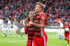 2. BL - Saison 2017/2018 - FC Ingolstadt 04 - MSV Duisburg - Hauke Wahl (#25 FCI) mit dem 1:1 Ausgleichstreffer - jubel - Alfredo Morales (#6 FCI) - Foto: Meyer Jürgen