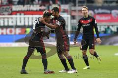 2. Bundesliga - Fußball - FC Ingolstadt 04 - SpVgg Greuther Fürth - Tor Jubel 2:0 Alfredo Morales (6, FCI) mit Marvin Matip (34, FCI) Tobias Schröck (21, FCI)