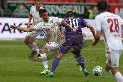 2. BL - Saison 2017/2018 - FC Ingolstadt 04 - FC Erzgebirge Aue - Stefan Lex (#14 FCI) - Nazarow Dimitri #10 Aue - Foto: Meyer Jürgen