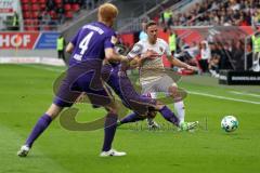 2. Bundesliga - Fußball - FC Ingolstadt 04 - FC Erzgebirge Aue - Marcel Gaus (19, FCI) wird von Rizzuto Calogero (Aue 20)gefoult