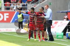 2. Bundesliga - Fußball - FC Ingolstadt 04 - SSV Jahn Regensburg - nach dem Tor Paulo Otavio (4, FCI) und Sonny Kittel (10, FCI) Beratung Cheftrainer Maik Walpurgis (FCI)