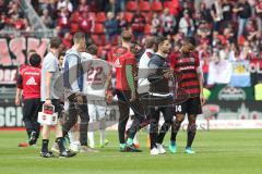 2. Bundesliga - Fußball - FC Ingolstadt 04 - 1. FC Nürnberg - Spiel ist aus Unentschieden Remis 1:1 enttäuschte Gesichter rechts Cheftrainer Stefan Leitl (FCI) mit Marvin Matip (34, FCI)