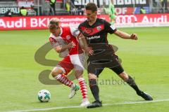 2. BL - Saison 2017/2018 - FC Ingolstadt 04 - Fortuna Düsseldorf - Stefan Kutschke (#20 FCI) rechts - Julian Schauerte (#4 Düsseldorf) - Foto: Meyer Jürgen