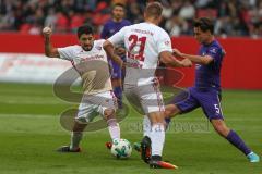 2. BL - Saison 2017/2018 - FC Ingolstadt 04 - FC Erzgebirge Aue - Almog Cohen (#8 FCI) - Tobias Schröck (#21 FCI) - Fandrich Clemens #5 Aue  - Foto: Meyer Jürgen