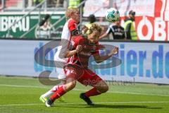 2. BL - Saison 2017/2018 - FC Ingolstadt 04 - SSV Jahn Regensburg - Tobias Schröck (#21 FCI) - Alexander Nandzik (Alexander Nandzik (#3 Regensburg) - Foto: Meyer Jürgen