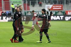 2. Bundesliga - Fußball - FC Ingolstadt 04 - Fortuna Düsseldorf - Tor Jubel Alfredo Morales (6, FCI) mit Team Almog Cohen (8, FCI) Hauke Wahl (25, FCI)