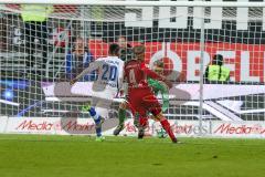 2. BL - Saison 2017/2018 - FC Ingolstadt 04 - MSV Duisburg - Orjan Nyland (#1 Torwart FCI) - Paulo Otavio (#4 FCI) - Cauly Oliveira Souza (#20 Duisburg) - Foto: Meyer Jürgen