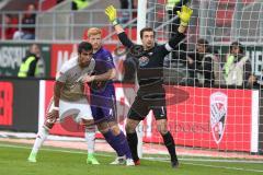 2. BL - Saison 2017/2018 - FC Ingolstadt 04 - FC Erzgebirge Aue - Dario Lezcano (#11 FCI) - #Kalig Fabian #4 Aue - Männel Martin Torwart Aue - Foto: Meyer Jürgen