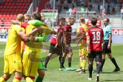 2. BL - Saison 2017/2018 - FC Ingolstadt 04 - 1. FC Union Berlin - Hauke Wahl (#25 FCI) - Roman Bregerie (#18 FCI) - Freude - jubel - traurig - Foto: Meyer Jürgen