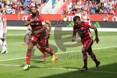 2. Bundesliga - Fußball - FC Ingolstadt 04 - SSV Jahn Regensburg - Marvin Matip (34, FCI) köpft zum Tor, 2:1 Jubel, Antonio Colak (7, FCI) Darío Lezcano (11, FCI)