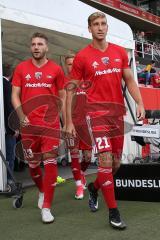 2. BL - Saison 2017/2018 - FC Ingolstadt 04 - SSV Jahn Regensburg - Tobias Schröck (#21 FCI) Robert Leipertz (#13 FCI) beim warm machen - Foto: Meyer Jürgen