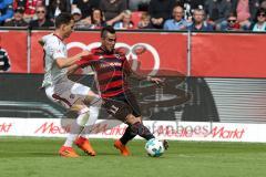 2. Bundesliga - Fußball - FC Ingolstadt 04 - 1. FC Nürnberg - Eduard Löwen (38 FCN) und Darío Lezcano (11, FCI)