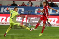 2. BL - Saison 2017/2018 - FC Ingolstadt 04 - MSV Duisburg - Hauke Wahl (#25 FCI) trifft zum 2:1 Führungstreffer - Mark Flekken Torwart (#1 Duisburg) - jubel  - Foto: Meyer Jürgen