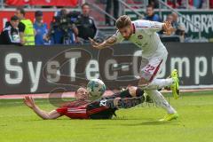 2. BL - Saison 2017/2018 - FC Ingolstadt 04 -1. FC Nürnberg - Stefan Kutschke (#20 FCI) wird im Strafraum gefoult - Valentini Enrico (#22 Nürnberg) - Foto: Meyer Jürgen