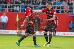 2. BL - Saison 2017/2018 - FC Ingolstadt 04 -1. FC Nürnberg - Almog Cohen (#8 FCI) zieht sich sein trikot über den Kopf nach einer Torchance - Stefan Kutschke (#20 FCI) - Foto: Meyer Jürgen