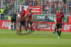 2. BL - Saison 2017/2018 - FC Ingolstadt 04 -1. FC Nürnberg - Robert Leipertz (#13 FCI) Stefan Kutschke (#20 FCI) - enttäuscht nach dem 1:1 Ausgleichstreffer - Foto: Meyer Jürgen