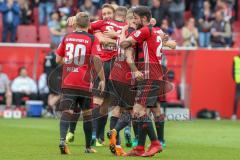 2. BL - Saison 2017/2018 - FC Ingolstadt 04 -1. FC Nürnberg - Robert Leipertz (#13 FCI) schiesst den 1:0 Führungstreffer - jubel - Sonny Kittel (#10 FCI) - Christian Träsch (#28 FCI)  - Foto: Meyer Jürgen