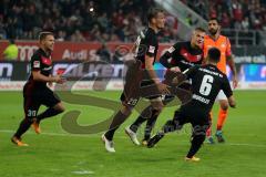 2. Bundesliga - Fußball - FC Ingolstadt 04 - SV Darmstadt 98 - Elfmeter Stefan Kutschke (20, FCI) Tor 1:0, Jubel Thomas Pledl (30, FCI) Alfredo Morales (6, FCI) Max Christiansen (5, FCI)