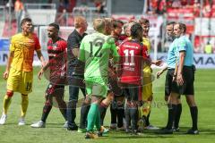 2. BL - Saison 2017/2018 - FC Ingolstadt 04 - 1. FC Union Berlin - Dario Lezcano (#11 FCI) Maik Walpurgis (Trainer FCI) - Marvin Matip (#34 FCI) mit der Leistung der Schiedsrichter nicht zufrieden - Freude - jubel - traurig - Foto: Meyer Jürgen