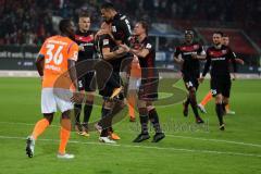 2. Bundesliga - Fußball - FC Ingolstadt 04 - SV Darmstadt 98 - Elfmeter Stefan Kutschke (20, FCI) Tor 1:0, Jubel Alfredo Morales (6, FCI) Marcel Gaus (19, FCI) Max Christiansen (5, FCI) Wilson Kamavuaka (36 Darmstadt)