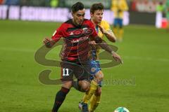 2. BL - Saison 2017/2018 - FC Ingolstadt 04 - Eintracht Braunschweig - Dario Lezcano (#11 FCI) - Niko Kijewski (#27 Braunschweig) - Foto: Meyer Jürgen