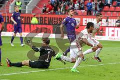 2. Bundesliga - Fußball - FC Ingolstadt 04 - FC Erzgebirge Aue - Tor Jubel Darío Lezcano (11, FCI) 1:2 trifft, Torwart Männel Martin (Aue 1) keine Chance, hinten Antonio Colak (7, FCI)