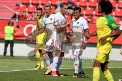 2. BL - Saison 2017/2018 - Testspiel - FC Ingolstadt 04 - FC Nantes - Dario Lezcano (#11 FCI) schiesst den 1:0 Führungstreffer - Jubel - Alfredo Morales (#6 FCI) - Tobias Schröck (#21 FCI) - Foto: Meyer Jürgen