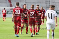 2. Bundesliga - Fußball - FC Ingolstadt 04 - Saisoneröffnung - Testspiel - Tor Jubel von Nico Rinderknecht (22, FCI) mit Stefan Kutschke (20, FCI) Max Christiansen (5, FCI) Robert Leipertz (13, FCI)