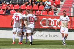 2. BL - Saison 2017/2018 - Testspiel - FC Ingolstadt 04 - FC Nantes - Alfredo Morales (#6 FCI) schiesst das 2:0 - Jubel -  Sonny Kittel (#10 FCI) - Tobias Schröck (#21 FCI) - Marcel Gaus (#19 FCI) - Foto: Meyer Jürgen